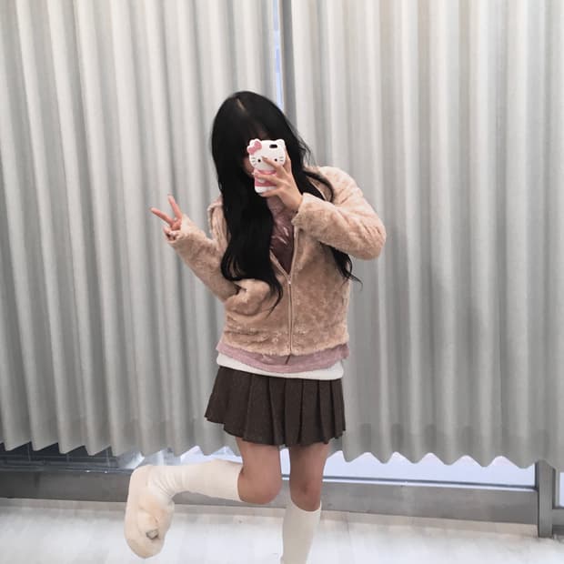 빈티지 핑크 곰돌이 코디