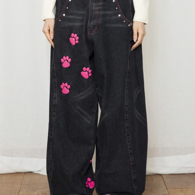 엑스톤즈 우먼 미야옹 핫픽스 데님 (블랙)