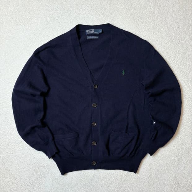 폴로 랄프로렌 00's 엘보 가죽 메리노 울니트 가디건 PN6384   