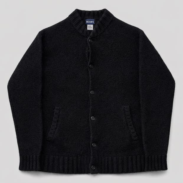 JPN 빔즈 BEAMS 울100% 블랙 니트 가디건 M