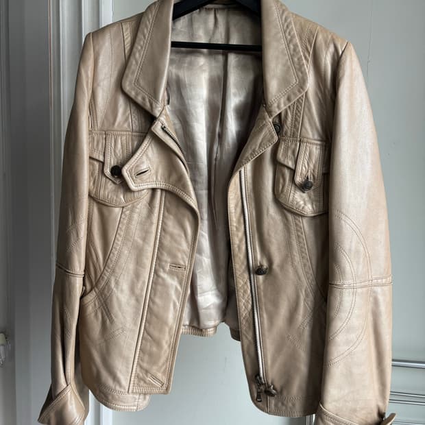 Yayoituu 빈티지 밀크베이지 양가죽 레더자켓