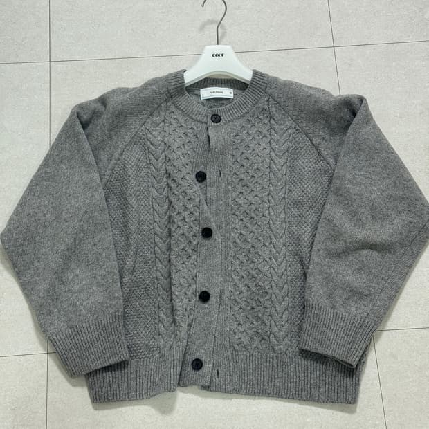 웨이비니스 더블텍스쳐 라운드넥 가디건 미스트그레이2 