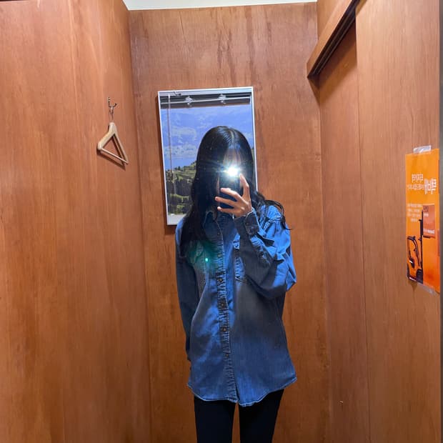 (L) Wrangler 랭글러 코튼 데님 셔츠