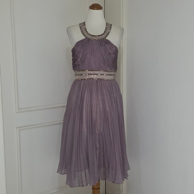 RUIRUE 일본빈티지)로맨틱st 플리츠 비즈 홀터넥 댄스파티연주회드레스