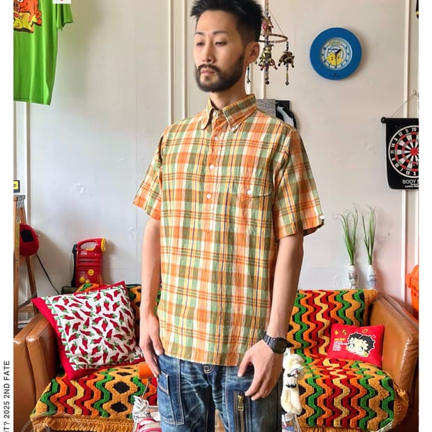 Old BEAMS Japan Half Button Check Shirt
