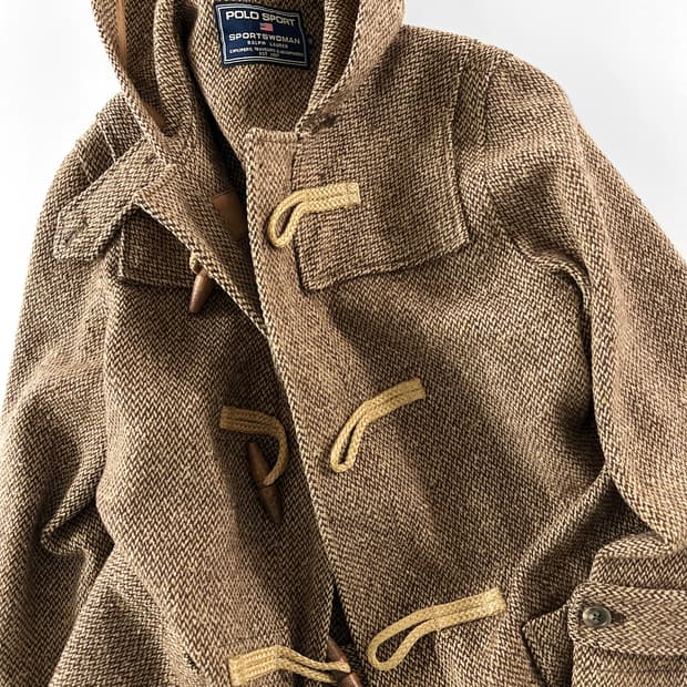 90s 빈티지 폴로 스포츠 울 더플 코트
