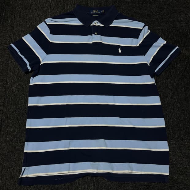 Polo Ralph Lauren 스트라이프 폴로셔츠 (네이비/스카이블루)