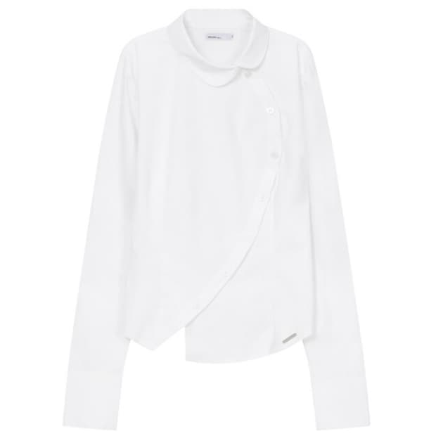 [2] 미세키서울 버튼 셔츠 화이트 블라우스 언발란스