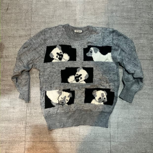 일본빈티지 Skipflamingo 하구미모리걸 아메카지 퍼피 니트스웨터