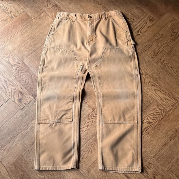 [36]칼하트 USA 빈티지 페이딩 브라운 더블니 워크 팬츠