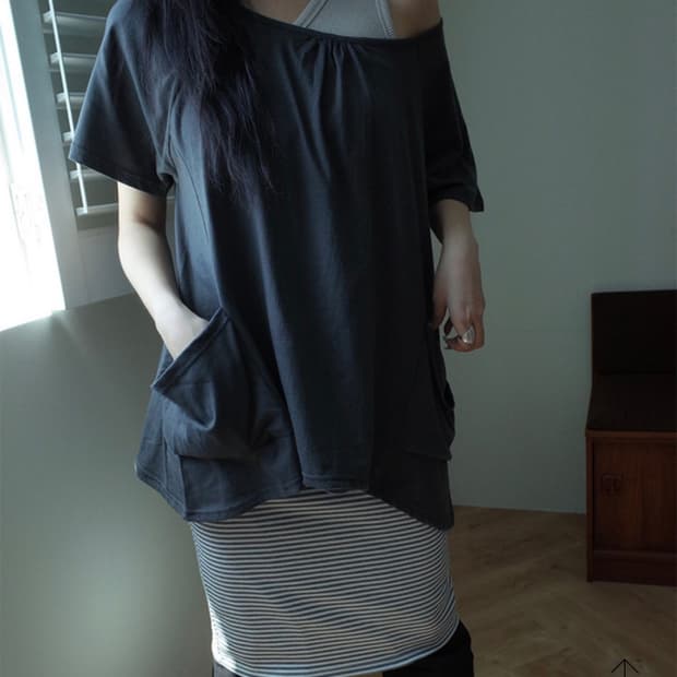 이이알하우스 ram pocket top charcoal