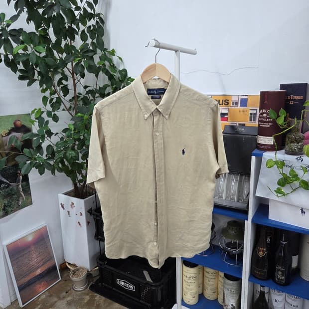 두산 폴로랄프로렌 버튼다운 린넨 반팔셔츠 L