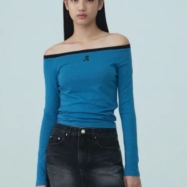 rest&recreation off-shoulder top blue