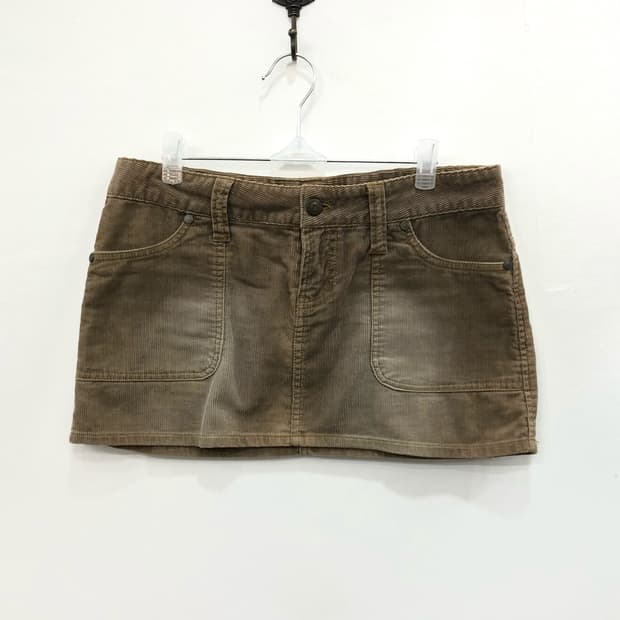 beige corduroy washed mini skirt