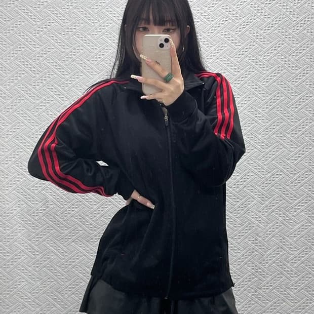 아디다스 올드스쿨 레트로 Y2K 검빨 져지 집업 100 C09960