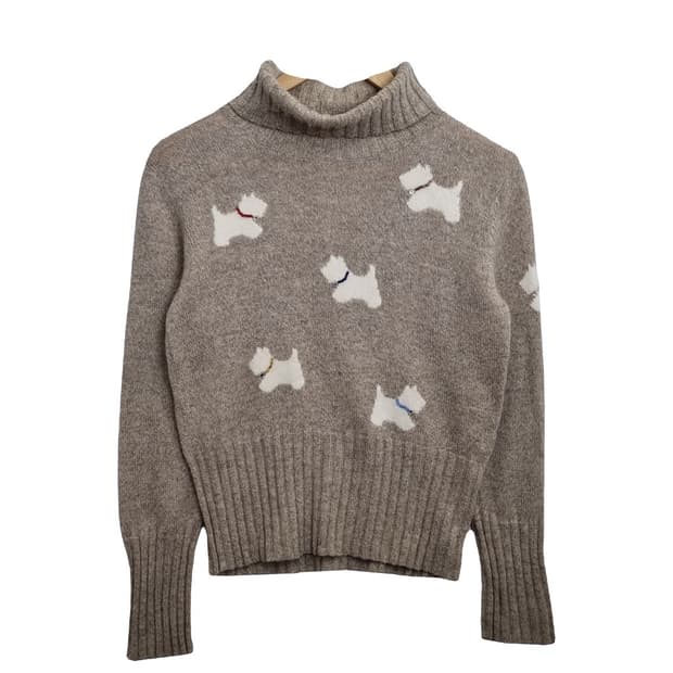JOVAL 베이지 강아지 패턴 울니트