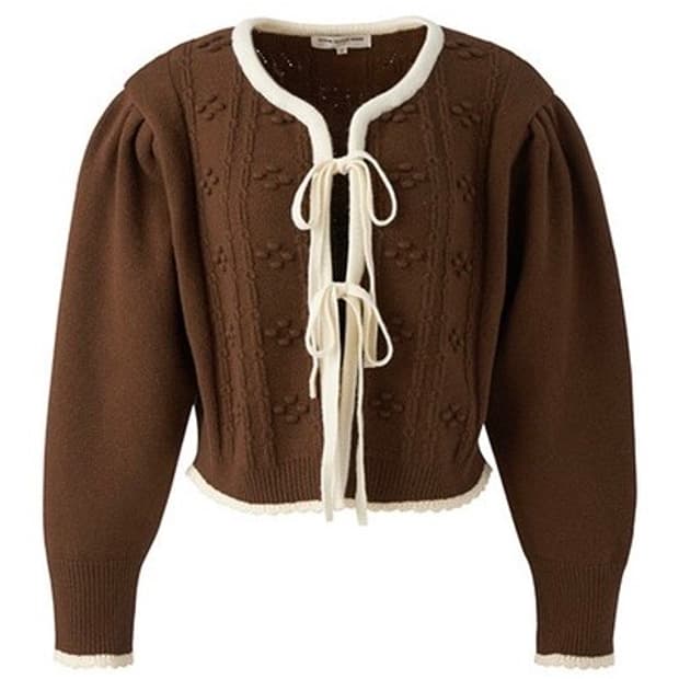 택O) 유어네임히얼 리본이 가디건 브라운