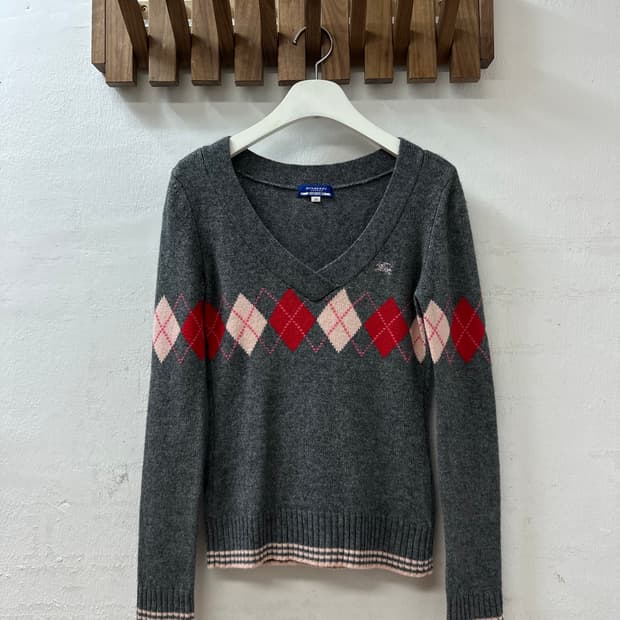 Burberry 버버리 블루라벨 아가일 울 니트 드라이완료