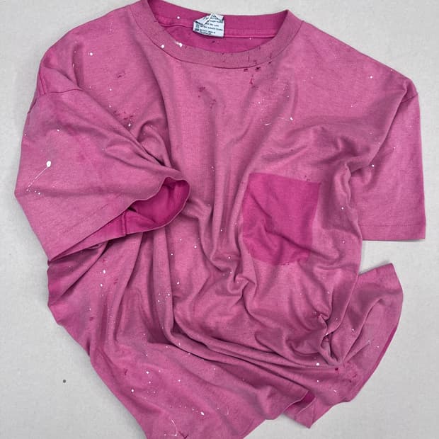 Vintage Single Stitch Pink Pocket T-Shir
