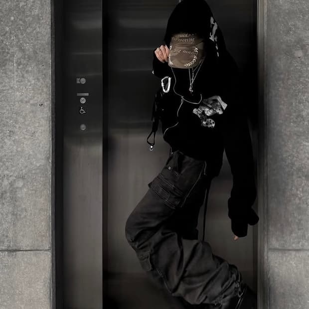 로어링라드 워시드 후드 집업 블랙 L