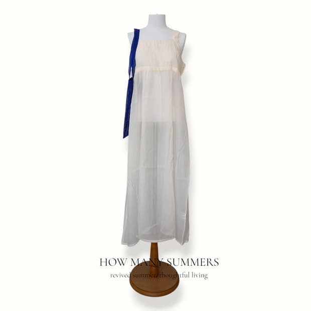 쉬폰 롱 원피스 크림 아이보리 시스루 나시 L