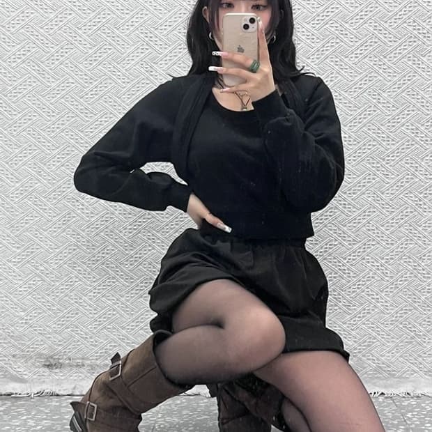 낫노잉 스트릿 펑크 레이어드 볼레로 크롭 맨투맨 85 C11241