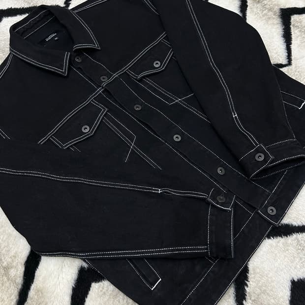 [2XL]무신사스탠다드 스티치 트러커 데님 자켓/블랙