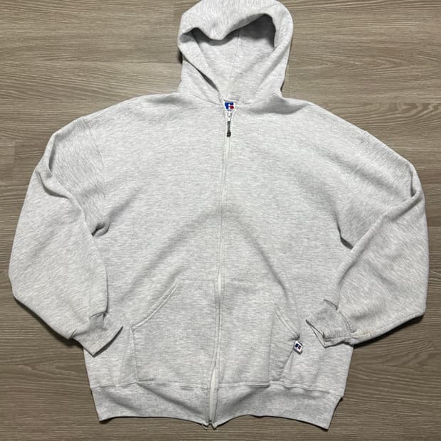 90s USA 러셀 후드집업 라이트 그레이