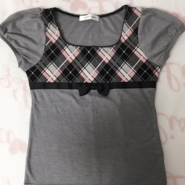 Glacier 체크 리본 퍼프 탑 히메갸루 로맨틱갸루 리즈리사 트랄라라