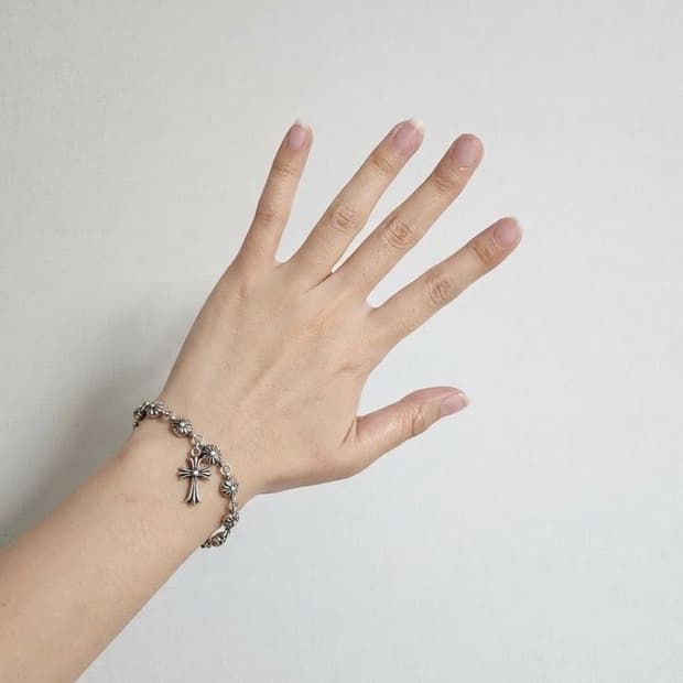 여성 실버 925 십자가 팔찌