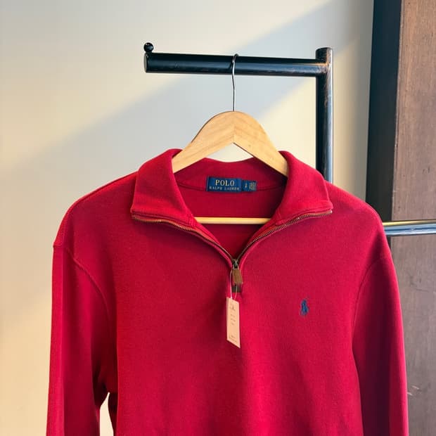 15760 - 폴로 랄프로렌 레드 반집업 니트