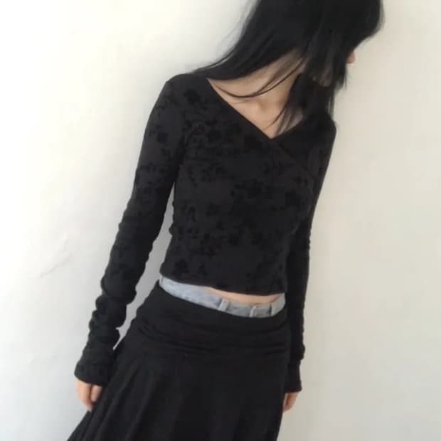 플라워 랩 긴팔티