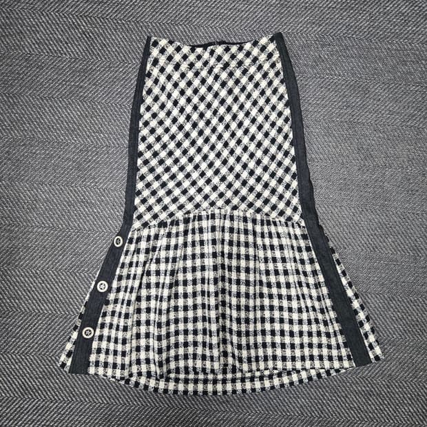 오즈세컨 체크 플레어 스커트