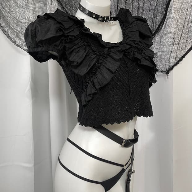 black knit blouse