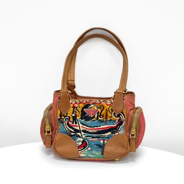 프라다 베네치아 캔버스 & 레더 미니백