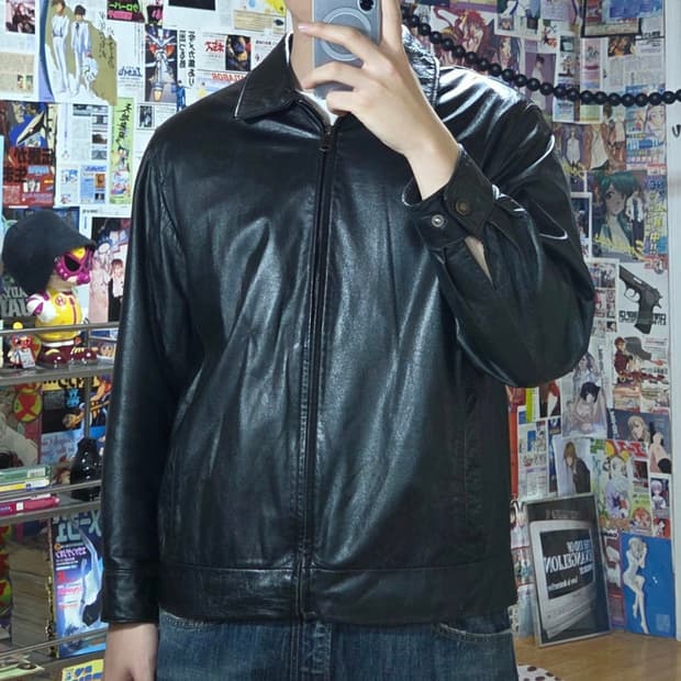 빈티지 소가죽 블랙 자켓