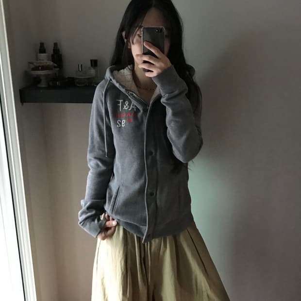아베크롬비 기모 양털 그레이 후드집업