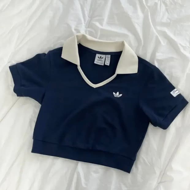 아디다스 테니스 크롭 카라 네이비 s