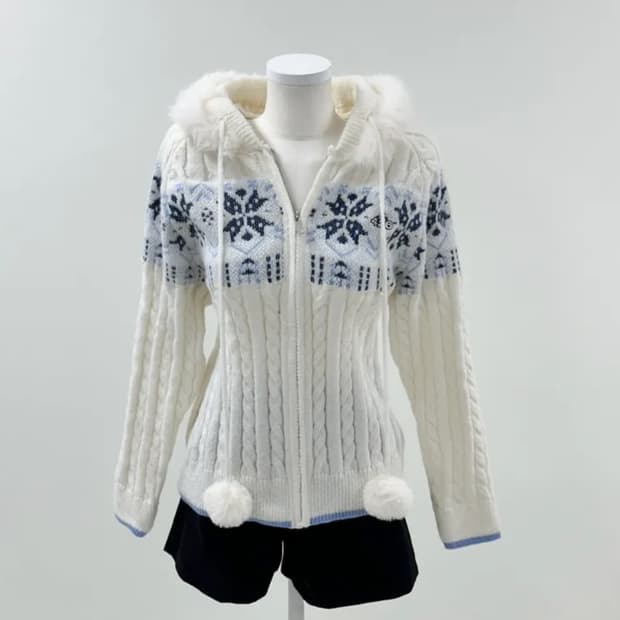 퍼 후드 니트 집업