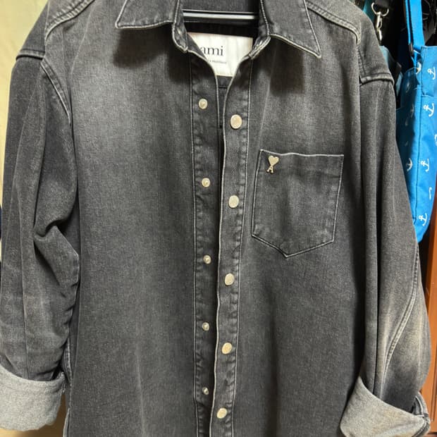 [정품] 아미 파리스 실버 하트로고 흑청 데님자켓