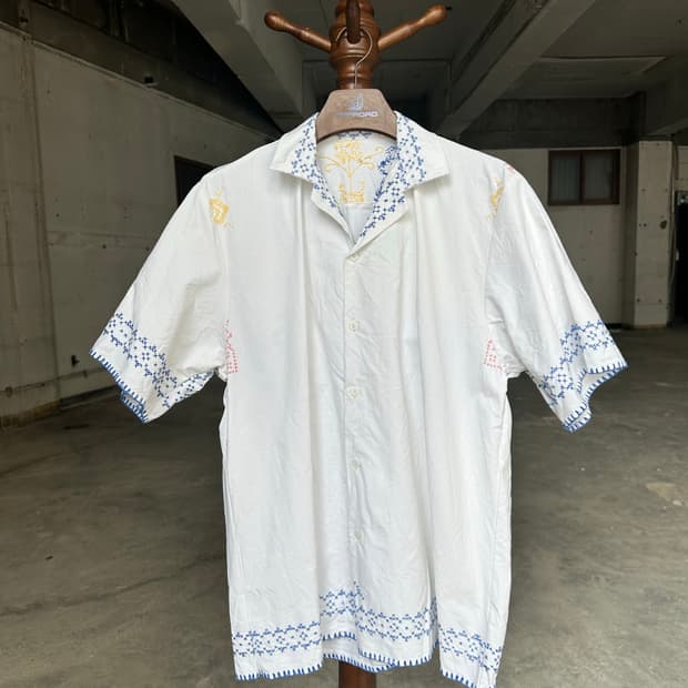 빈티지 자수 셔츠 패치워크 셔츠