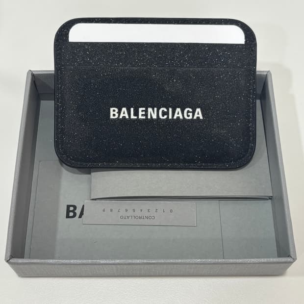 발렌시아가 글리터 카드지갑 블랙