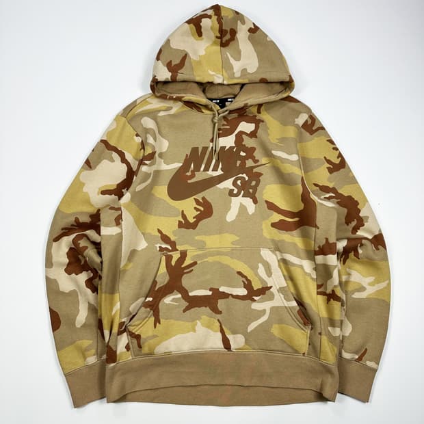 나이키 sb 빅로고 밀리터리 카모 후드티 L
