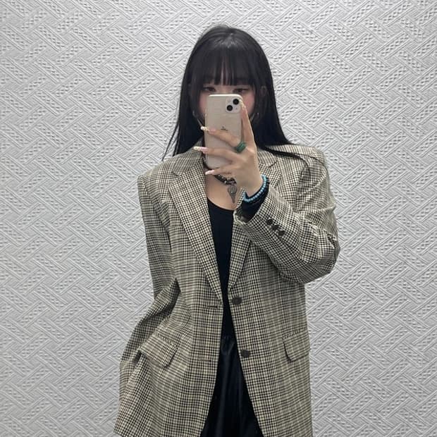 입생로랑 퓨어옴므 빈티지 레트로 체크 블레이저 자켓 39R C09779