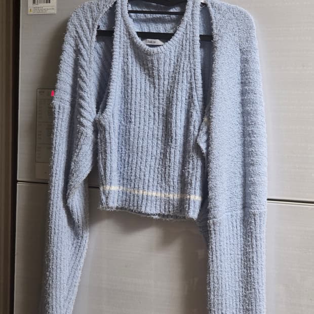 만원급처! 소라색 니트 크롭 나시 볼레로 세트