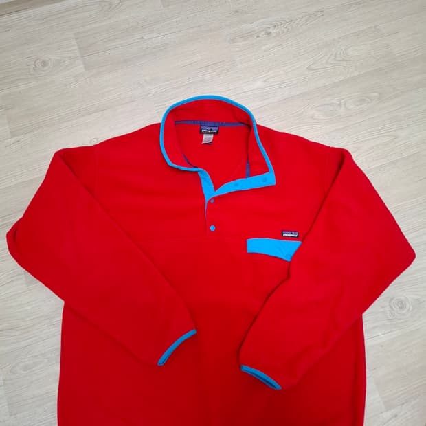 2XL 파타고니아 신칠라 레드 풀오버 플리스 스냅티