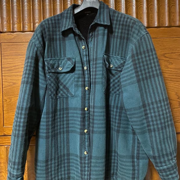 이지 시즌5 플란넬 그린 기모 셔츠 m