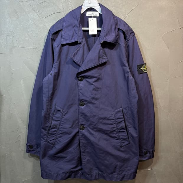 [L] STONE ISLAND 스톤 아일랜드 네이비 나일론 트렌치 코트
