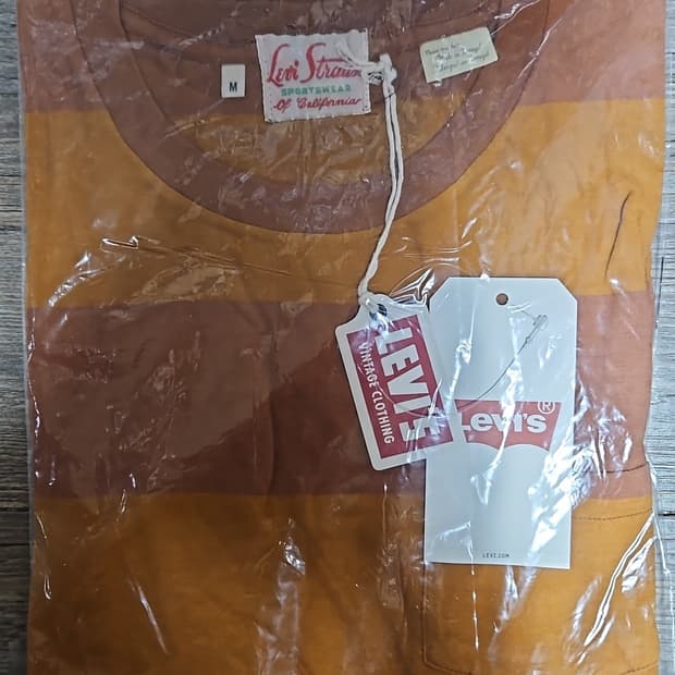 리바이스 LVC 1950's 스포츠웨어 티셔츠 딥 오렌지 스트라이프 M