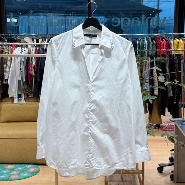 알렉산더 왕 화이트 피어싱 오픈 셔츠 